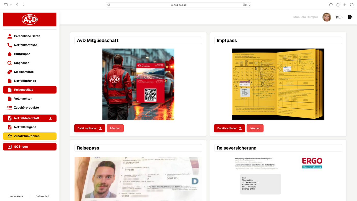 AvD - Mitglieder Special: Elektronische Notfalldaten AvD-SOS inkl. Notfallkarte im persönlichen Anschreiben