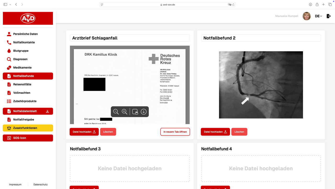 AvD - Mitglieder Special: Elektronische Notfalldaten AvD-SOS inkl. Notfallkarte im persönlichen Anschreiben