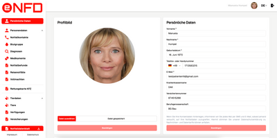 e-NFD "Notfallkontakt" inkl. Notfallkarte im persönlichen Anschreiben