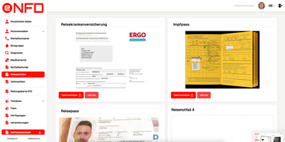 e-NFD "Notfallkontakt" inkl. Notfallkarte im persönlichen Anschreiben