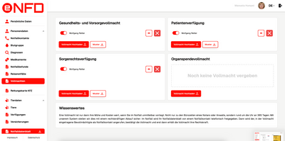 e-NFD "Notfallkontakt" inkl. Notfallkarte im persönlichen Anschreiben