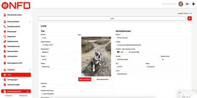 e-NFD "Notfallkontakt" inkl. Notfallkarte im persönlichen Anschreiben