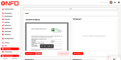 e-NFD "Notfallkontakt" inkl. Notfallkarte im persönlichen Anschreiben