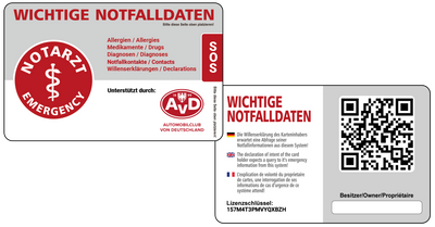 AvD - Mitglieder Special: Elektronische Notfalldaten AvD-SOS inkl. Notfallkarte im persönlichen Anschreiben